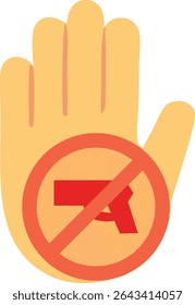 Stop Hand Gesture Over a Gun Symbol, Representing Gun Control and Anti-Violence Stance