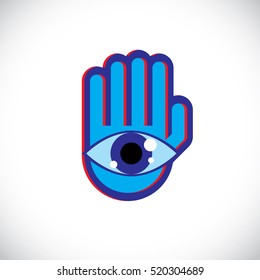 Gesto de la mano de parada, signo de prohibición de vector. Ilustración de arte moderno de mano humana levantada y simbolizando restricción, signo de concepto prohibido creado en estilo de diseño plano.