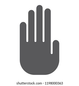 Stop hand glyph icon, warning and palm, stop sign, vector graphics, a solid pattern on a white background, eps 10.