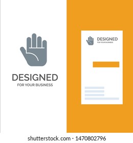 Stop, Hand Grey Logo Design and Business Card Template. Vector Icon Template background