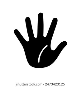 Stop hand icon. Black human hand icon isolated. Vector illustration.