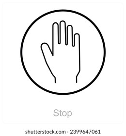 Stop and hand icon concept