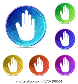 Icono de mano de parada aislado en la ilustración de conjunto de botones redondos abstractos digitales