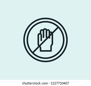 Stop hand icon line isolated on clean background. Stop hand icon concept drawing icon line in modern style. Vector illustration for your web mobile logo app UI design.