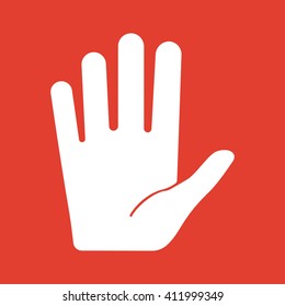 Stop Hand icon on red background.