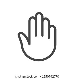 Stop hand Icon in outline style isolated on white background. Stop symbol for your web site design, logo, app, UI. Vector illustration, EPS10.