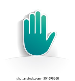 stop hand icon paper style full vector