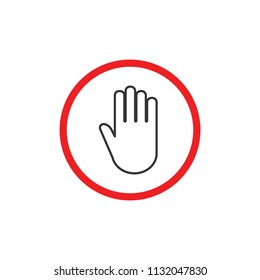 Stop hand icon. Stop sign. Vector illustration, flat design.