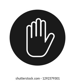 Stop hand icon vector illustration design isolated on flat black round button