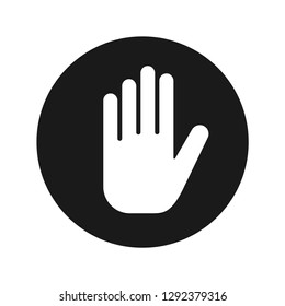 Stop hand icon vector illustration design isolated on flat black round button