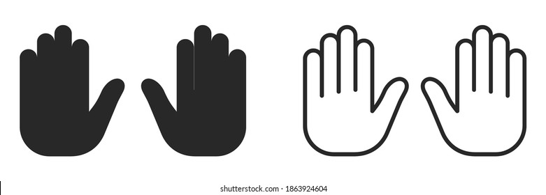 Stop Hand icons set isolated isolated. Linear blocked Hand icon in flat style. Vector illustration.