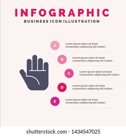Stop, Hand Infographics Presentation Template. 5 Steps Presentation