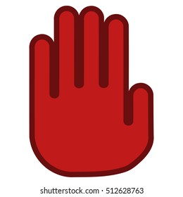 Stop Hand interface pictogram. Vector pictogram style is a flat symbol with contour edges.