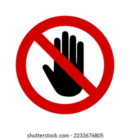 Stop hand logo template illustration. suitable  for no entry or entrance forbidden and dont touch sign