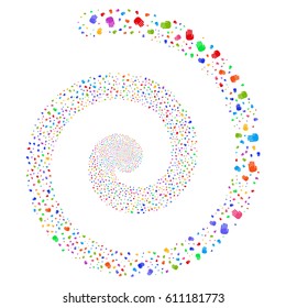 Stop Hand majestic concentric spiral. Vector bright multicolored scattered icons.