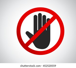 Stop hand octagonal sign for prohibited activities, logo Vector illustration