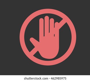 Stop hand octagonal sign for prohibited activities, logo Vector illustration