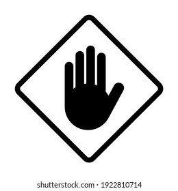 Stop Hand Palm Block Diamond-Shaped Sign or Adblock or Do Not Enter Icon. Vector Image.