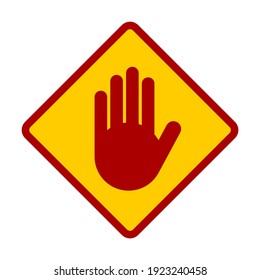 Stop Hand Palm Block Diamond-Shaped Sign or Adblock or Do Not Enter Icon. Vector Image.