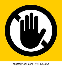 Stop Hand Palm Icon in a Round No Sign. Vector Image.