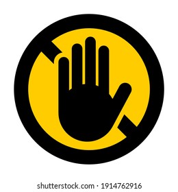 Detener el icono de la palma de mano en un signo no redondeado. Imagen vectorial.
