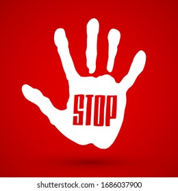 Stop Hand Raised Vector Illustration Stock Vector (royalty Free 