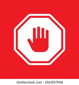 Stop hand red sign vector isolated