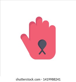 Stop, Hand, Ribbon, Awareness  Flat Color Icon. Vector icon banner Template