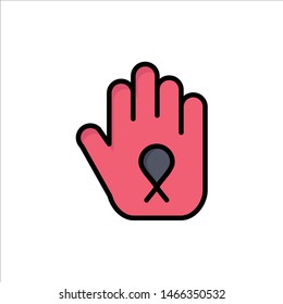 Stop, Hand, Ribbon, Awareness  Flat Color Icon. Vector icon banner Template. Vector Icon Template background