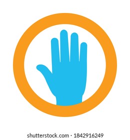 stop hand round sign icon over white background, flat style, vector illustration