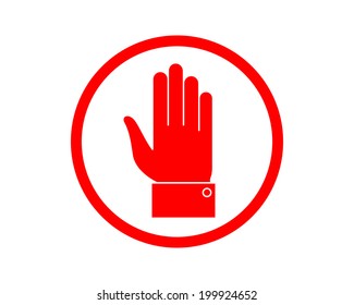 Stop hand sign.