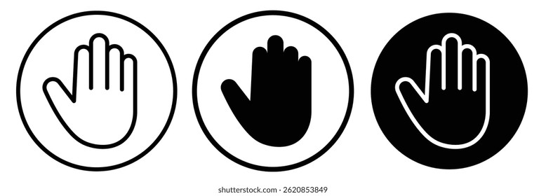 Señal de mano de parada. Señal de mano de parada negra.