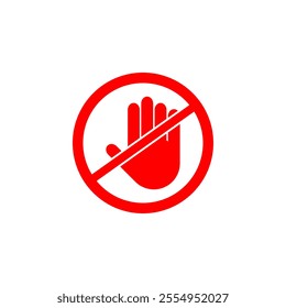 stop hand sign circular icon warning not allowed concept vector isolated 