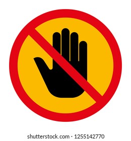 Stop hand sign icon illustration.