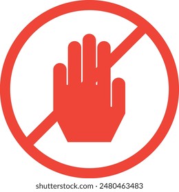 stop hand sign, no entry icon