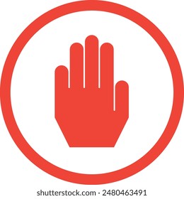 stop hand sign, no entry icon