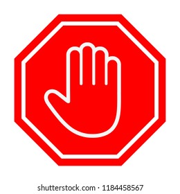 Stop hand sign on white background