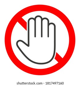 señal de la mano de parada en rojo círculo tachado en fondo blanco