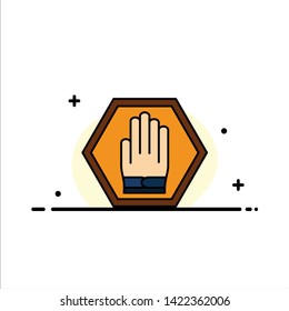Stop, Hand, Sign, Traffic, Warning  Business Flat Line Filled Icon Vector Banner Template