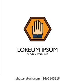 Stop, Hand, Sign, Traffic, Warning Business Logo Template. Flat Color. Vector Icon Template background