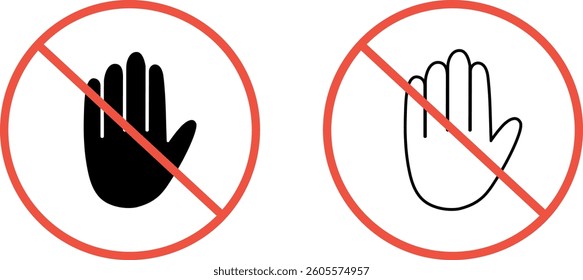 Stop hand sign, vector icon set, EPS10. Vector illustration