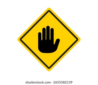 Stop hand sign vector. Stop, symbol, icon, vector, hand, illustration, sign, isolated, attention, warning, red. Can use for infographic, banner, poster, web design. Isolated on white background. 