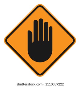 STOP HAND in square sign. Vector icon.