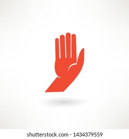Stop With Hand Symbol Icon Vector Illustration . 