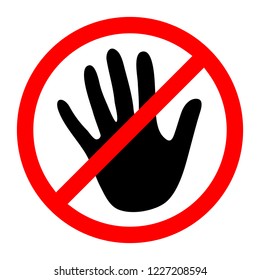 Stop Hand Symbol. Vector illustration. STOP sign. No touch icon