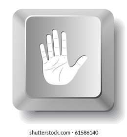 Stop hand. Vector computer key.