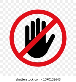 Stop hand vector warning icon for no entry or dont touch sign