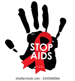 stop hand in world aids day Vector illustration