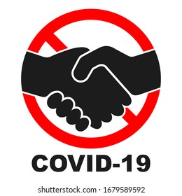 Stop Handshake. Stop coronavirus sign isolated. Handshake forbidden vector sign. No covid-19 sign. Vector illustration.