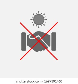 Stop handshake coronavirus vector icon. Warning no hands shaking covid 2019 simple isolated pictogram illustration.